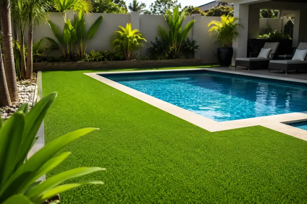 can artificial grass be installed around swimming pools in midrand