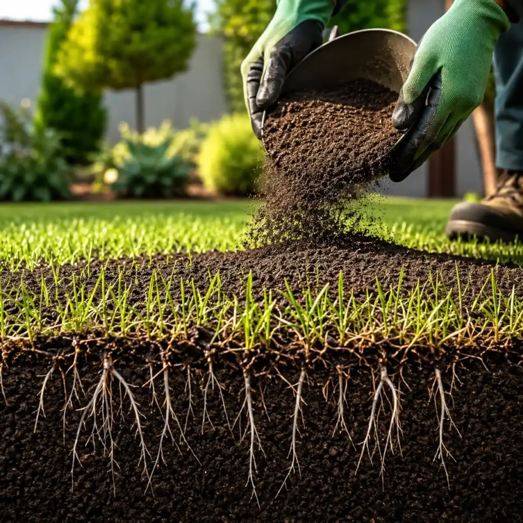 how does lawn dressing help new grass establish faster in midrand