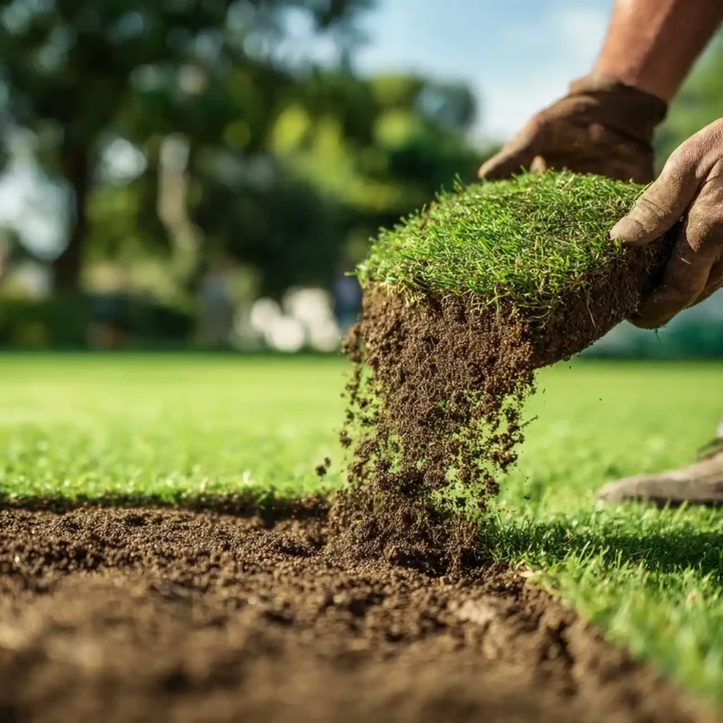 Premium lawn dressing supplied by Turf Company Midrand to improve soil quality, encourage healthy grass growth, and maintain lush green lawns.