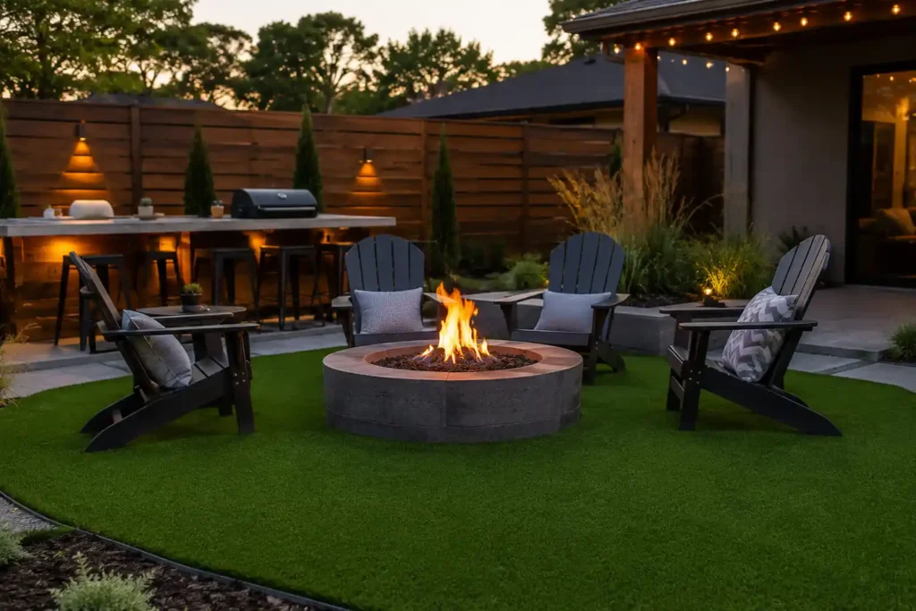 using artificial grass around fire pits and braai areas in midrand